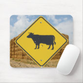 Teken voor veeteelt, baled Hay, Blue Sky, Clouds Muismat (Met muis)