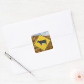 Teken voor veeteelt, baled Hay, Blue Sky, Clouds Vierkante Sticker (Envelop)