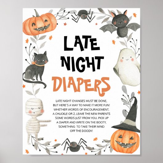 Teken voor vertraagde nachtelijke Baby showers van Poster (Voorkant)