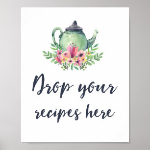 Teken voor vrijgezellenfeest Tea Party Recipes Poster