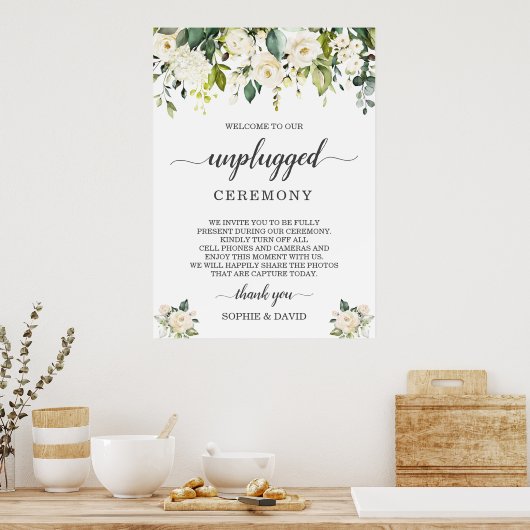 Teken voor witte blozende bloem-ontstoken huwelijk poster (Keuken)