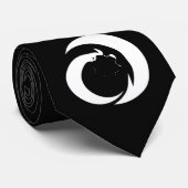 Teken wit op zwart stropdas (Opgerold)