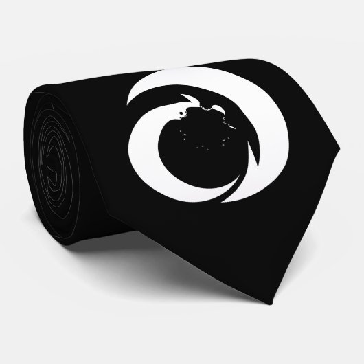 Teken wit op zwart stropdas (Opgerold)