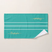 Teken-witte racingstrepen nepgoud monogram bad handdoek (Handdoek)