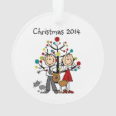 Tekenaantal paar, kat, dog acrylversiering ornament (achterkant)