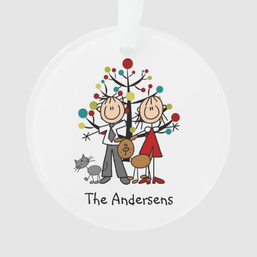 Tekenaantal paar, kat, dog acrylversiering ornament (voorkant)