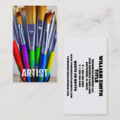 Tekenaar verfpenselen visitekaartje (Voorkant / Achterkant)