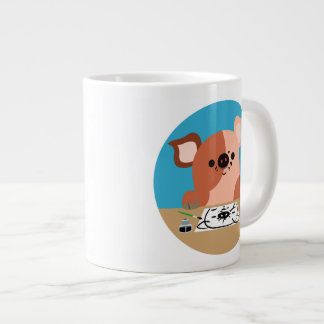 Tekenafbeelding Cartoon bevestigen Grote Koffiekop