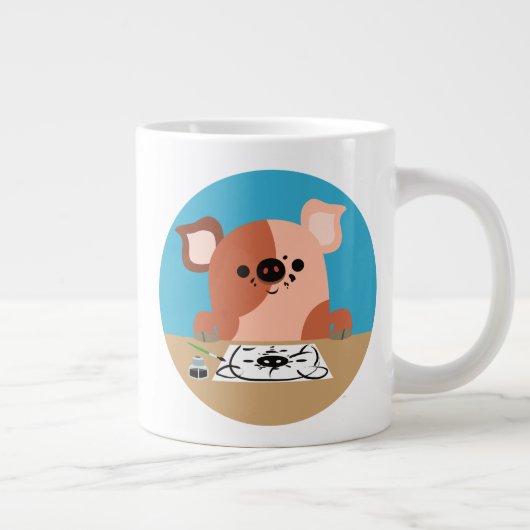 Tekenafbeelding Cartoon bevestigen Grote Koffiekop (Rechts)