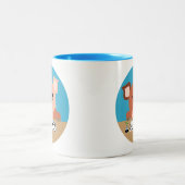 Tekenafbeelding Cartoon bevestigen Tweekleurige Koffiemok (Center)