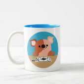 Tekenafbeelding Cartoon bevestigen Tweekleurige Koffiemok (Links)