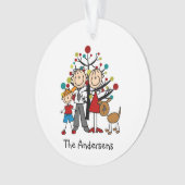 Tekenafbeelding ouders, jongen, portieracryl versi ornament (voorkant)