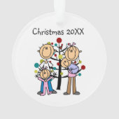 Tekenafbeelding ouders, meisje, babyjongen ornament (achterkant)