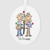 Tekenafbeelding ouders, meisje, babyjongen ornament (voorkant)