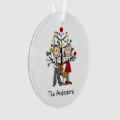 Tekenafbeelding paar met dog acrylversiering ornament (voorkant)