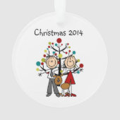 Tekenafbeelding paar met dog acrylversiering ornament (achterkant)