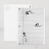 Tekenafbeelding van spionnen en spionage op lijnen briefkaart (Voorkant / Achterkant)