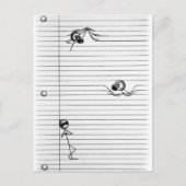 Tekenafbeelding van spionnen en spionage op lijnen briefkaart (Voorkant)