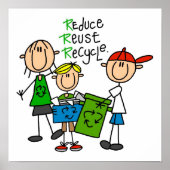 Tekenafbeelding Verminder hergebruik Recyclen T-sh Poster (Voorkant)