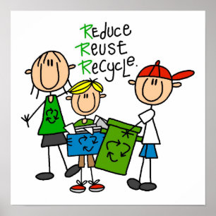 Tekenafbeelding Verminder hergebruik Recyclen T-sh Poster