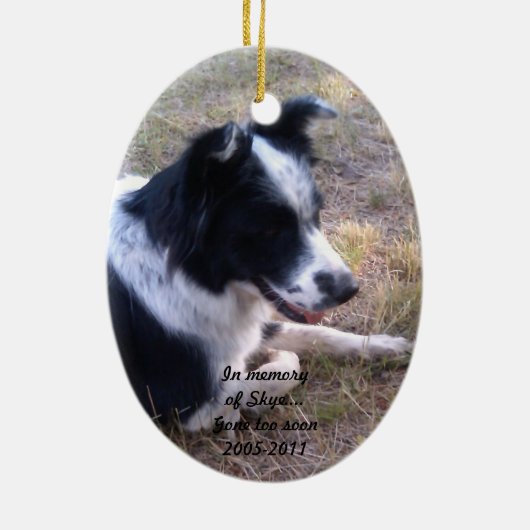 Tekenafdrukken in het Zand Pet Memorial Keramisch Ornament (Achterkant)