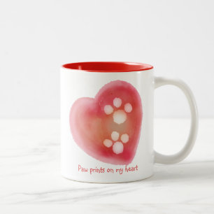 Tekenafdrukken op mijn hart tweekleurige koffiemok