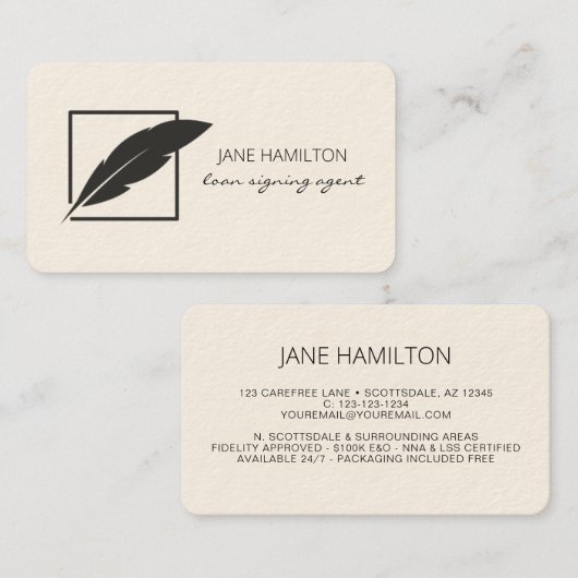 tekenagent voor notarisleningen visitekaartje (Voorkant / Achterkant)