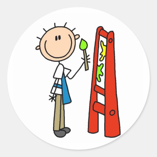 Tekenbalk als illustrator ronde sticker (Voorkant)