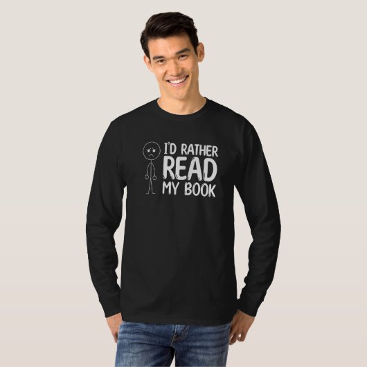 Tekenbalk lezen Afbeelding Ik zou mijn boek liever T-shirt (Voorkant volledig)