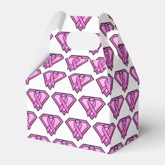 Tekenbewustzijn bij borstkanker Diamantlogo Wit Bedankdoosjes (Voorkant Zijde)