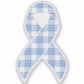 Tekenbewustzijn Prostaatkanker Geruite Lichtblauwe Sticker (Voorkant)