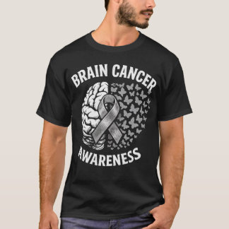 Tekenbewustzijn Vlinder Hersentumor Grijs T-shirt