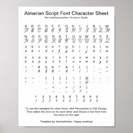 Tekenblad almerian Script Font voor Zazzle Poster (Voorkant)