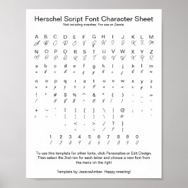 Tekenblad Herschel Script-lettertype voor Zazzle Poster