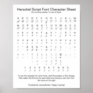 Tekenblad Herschel Script-lettertype voor Zazzle Poster