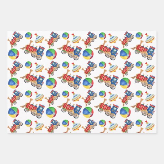 Tekenblad voor kleurrijke speelgoed inpakpapier vel (Voorkant)