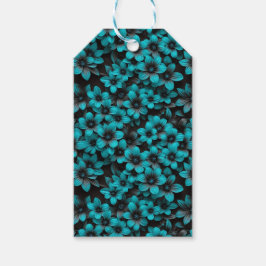 Tekenblauw bloemige cadeautags cadeaulabel