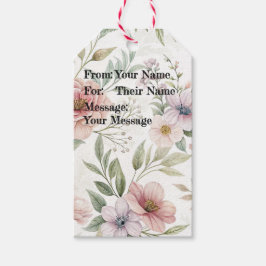 Tekenbloemmotief Pastel Aangepaste Bericht Cadeaulabel