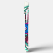 Tekenbloemtextuur van metallisch cyaan tot rode in Case-Mate iPhone case (Achterkant / Links)