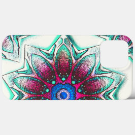 Tekenbloemtextuur van metallisch cyaan tot rode in Case-Mate iPhone case