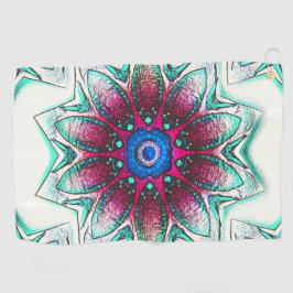 Tekenbloemtextuur van metallisch cyaan tot rode in golfhanddoek