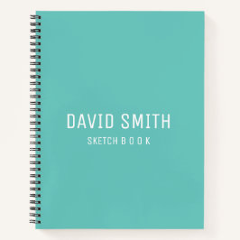 Tekenboek met naam in Teal Blauw op maat Notitieboek