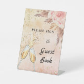 Tekenboek voor bruiloftsfeest borrel brunch gasten reclamebord met voetstuk (Voorkant)