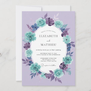 Tekenbruiloft met Teal Violet Kaart