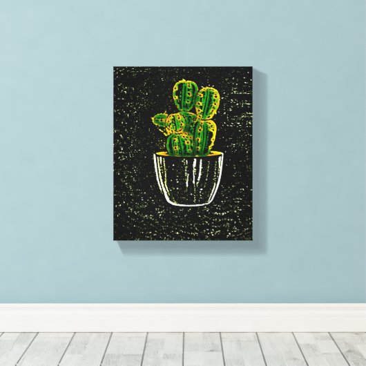 Tekencactus Canvas Afdruk (Insitu (Houten vloer))