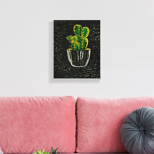 Tekencactus Canvas Afdruk (Insitu (Woonkamer))