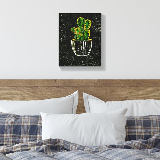 Tekencactus Canvas Afdruk (Insitu (Slaapkamer))