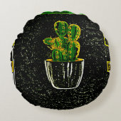 Tekencactus Rond Kussen (Voorkant)