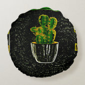 Tekencactus Rond Kussen (Achterkant)
