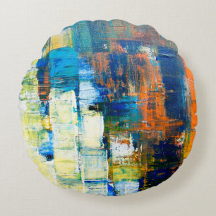 Tekencanvasstructuur. Rode en blauwe tinten op ca. Rond Kussen